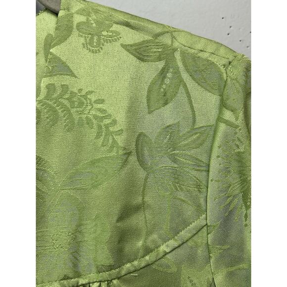 Bob Mackie Studio Womens Jacket Size 10 Green Floral Embossed Cropped Swing NEW - Picture 7 of 10